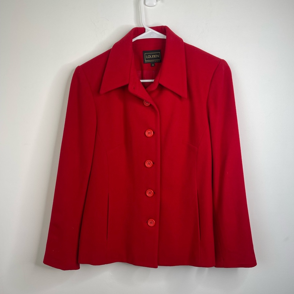 Louben wool Cashmere Red Jacket size 4